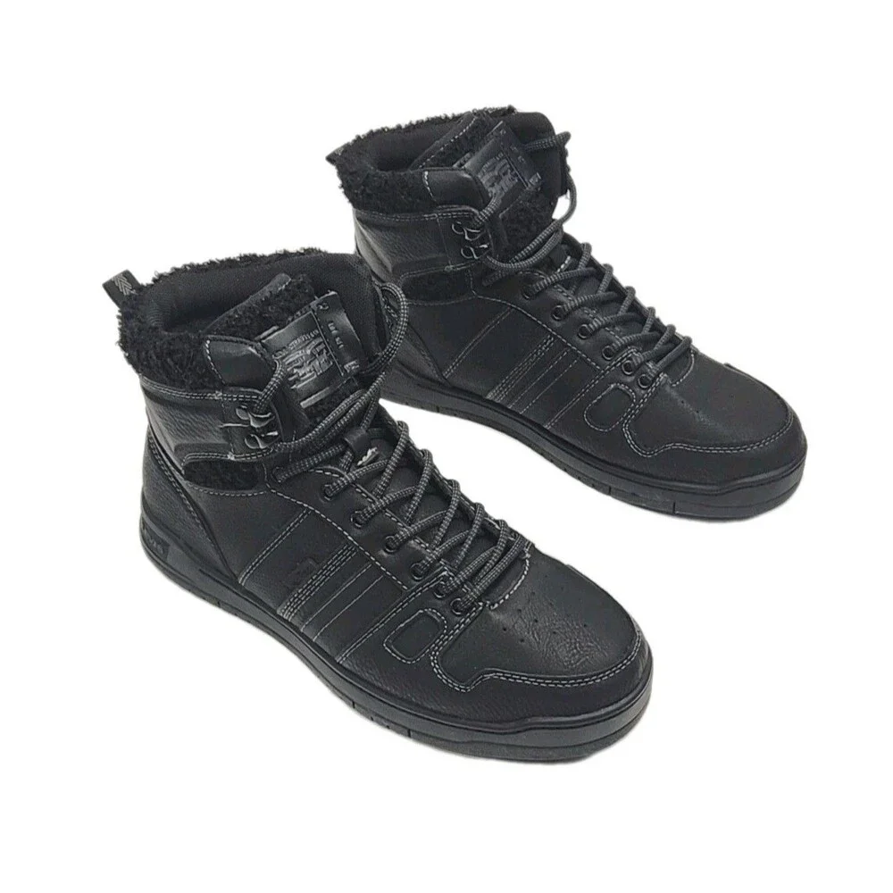 Levi's Sneaker Shoe Black High Top Sherpa Trim Women Size 9 Synthetic Lace-up
